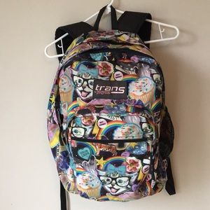 Trans by Jansport retro cat cassette dog backpack